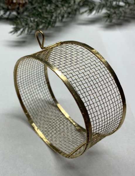 Dekoanhänger aus Metall-Gitter, Kreis gold